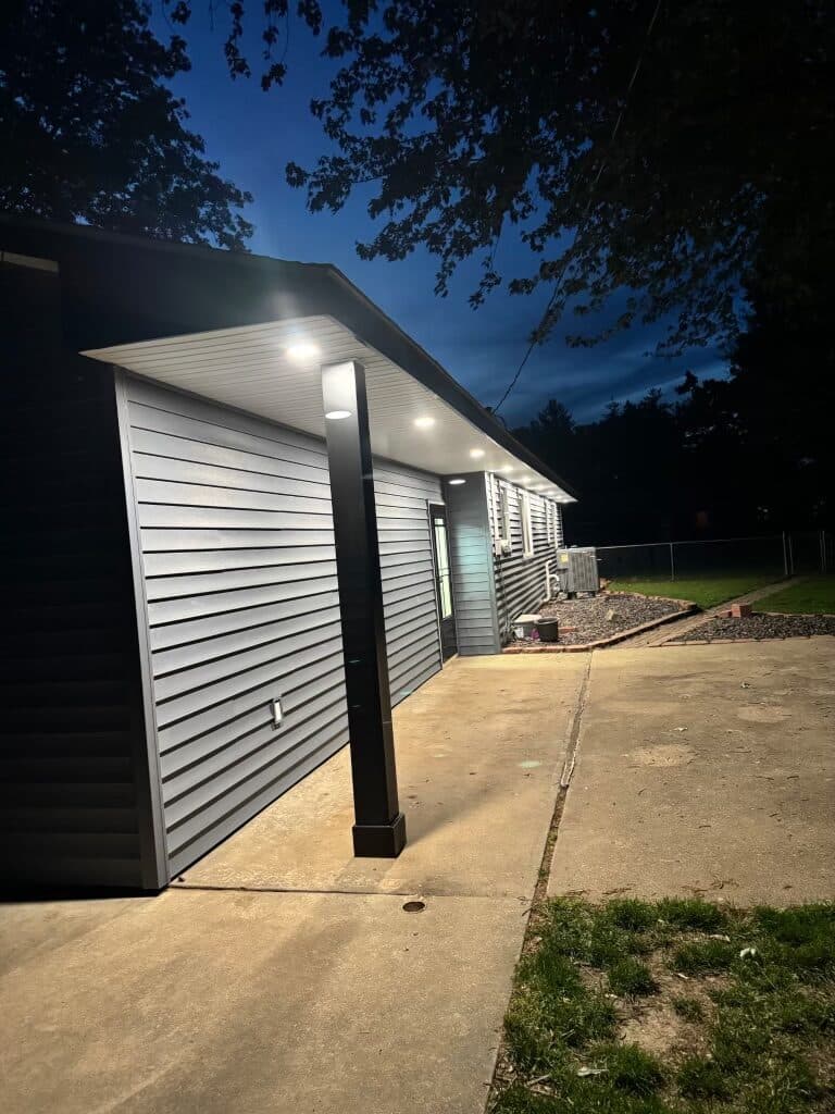 Completed Siding Soffit Lighting Dusk