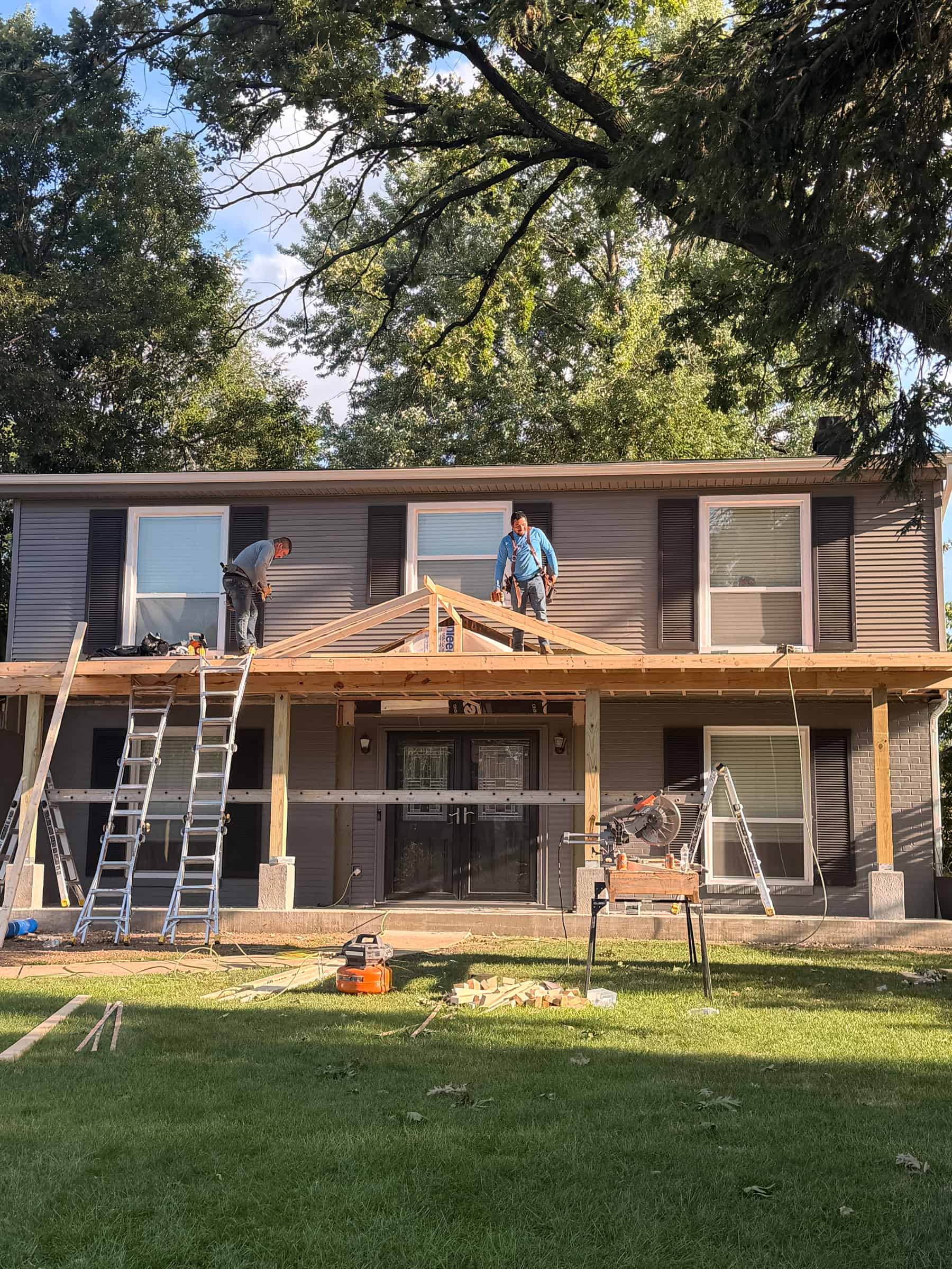 During Porch Roof Framing Midbuild