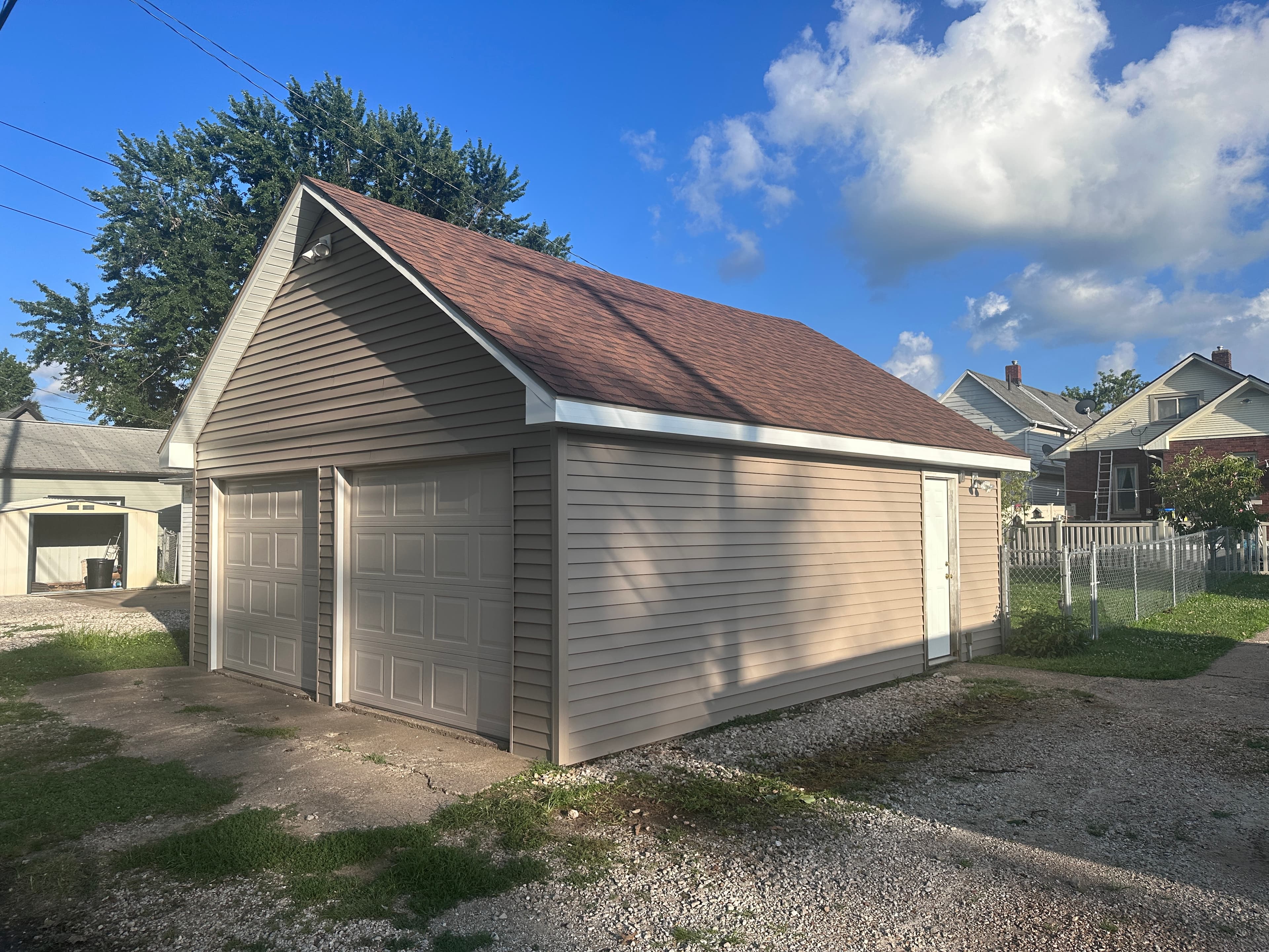 Tan Garage Two Bay Side