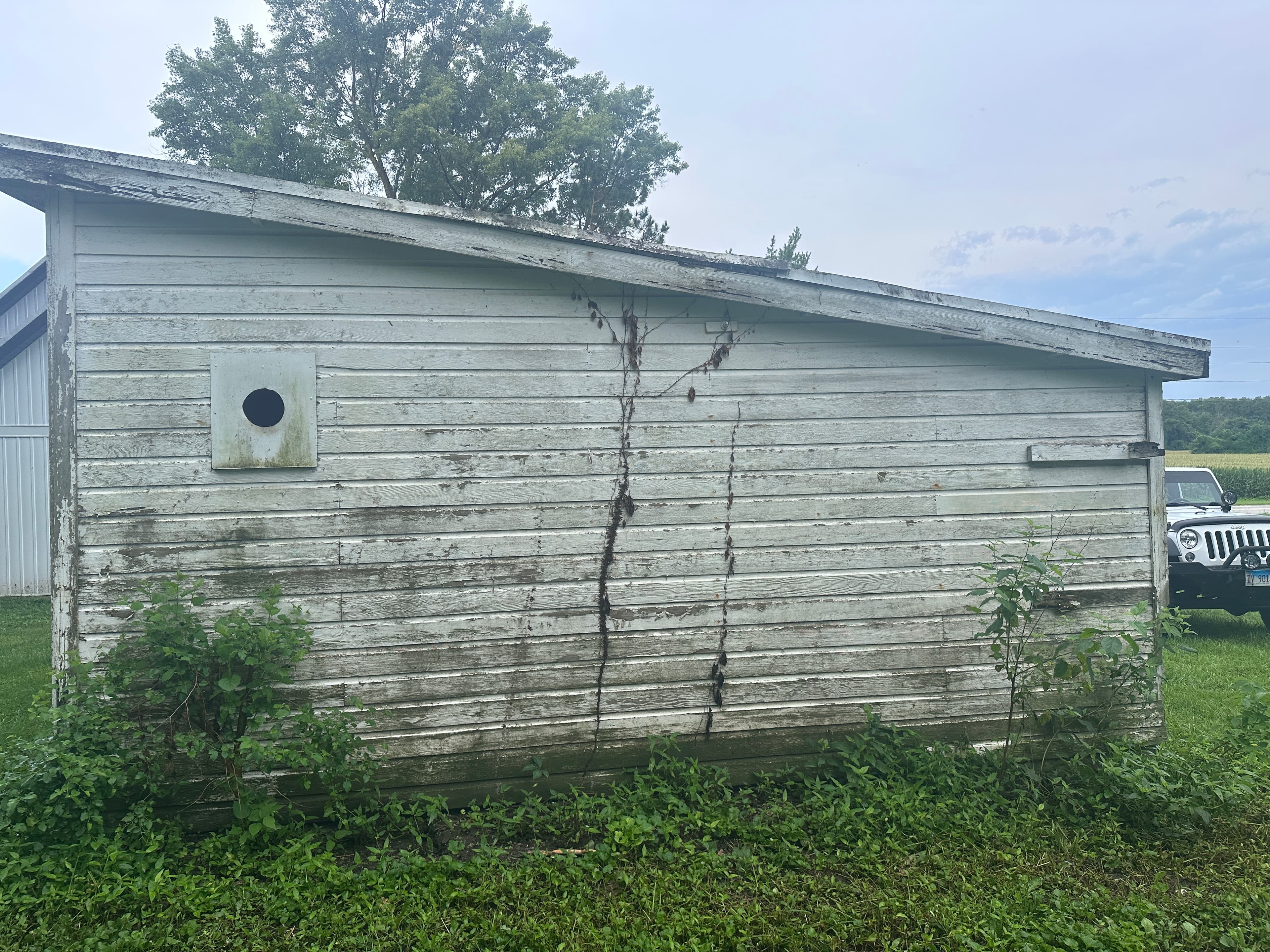 Farm Outbuilding Siding Reset Before